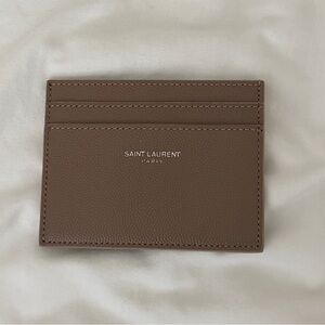 Saint Laurent Taupe Grain De Poudre Card Case
